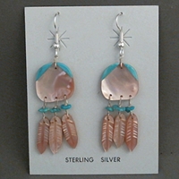 Earrings-Pink Shell Feathers 