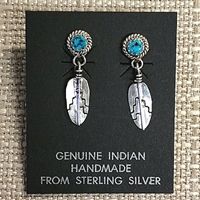 Earrings-Turquoise Feather 