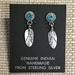 Earrings-Turquoise Feather - 979-T