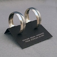 Side view-Sterling silver post hoop earrings, Single Twist design, by The Silver Mesa.