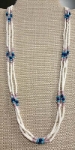 Turquoise, Moonshell, Cebu and Lapis Necklace 