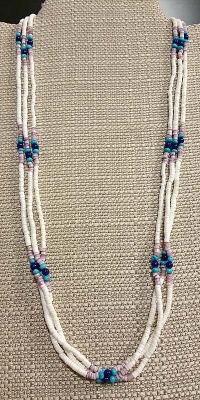 Turquoise, Moonshell, Cebu and Lapis Necklace 