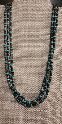 Violet Oyster Shell and Turquoise Necklace 