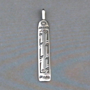 Sterling silver strip pendant with The Silver Mesa's hand stamped Bird design.