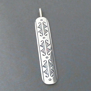 Sterling silver strip pendant with The Silver Mesa's hand stamped Butterfly design.