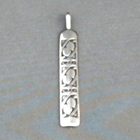 Sterling silver strip pendant with The Silver Mesas hand stamped Fret design.