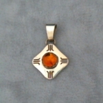 Citrine and sterling silver pendant.  Native American made.